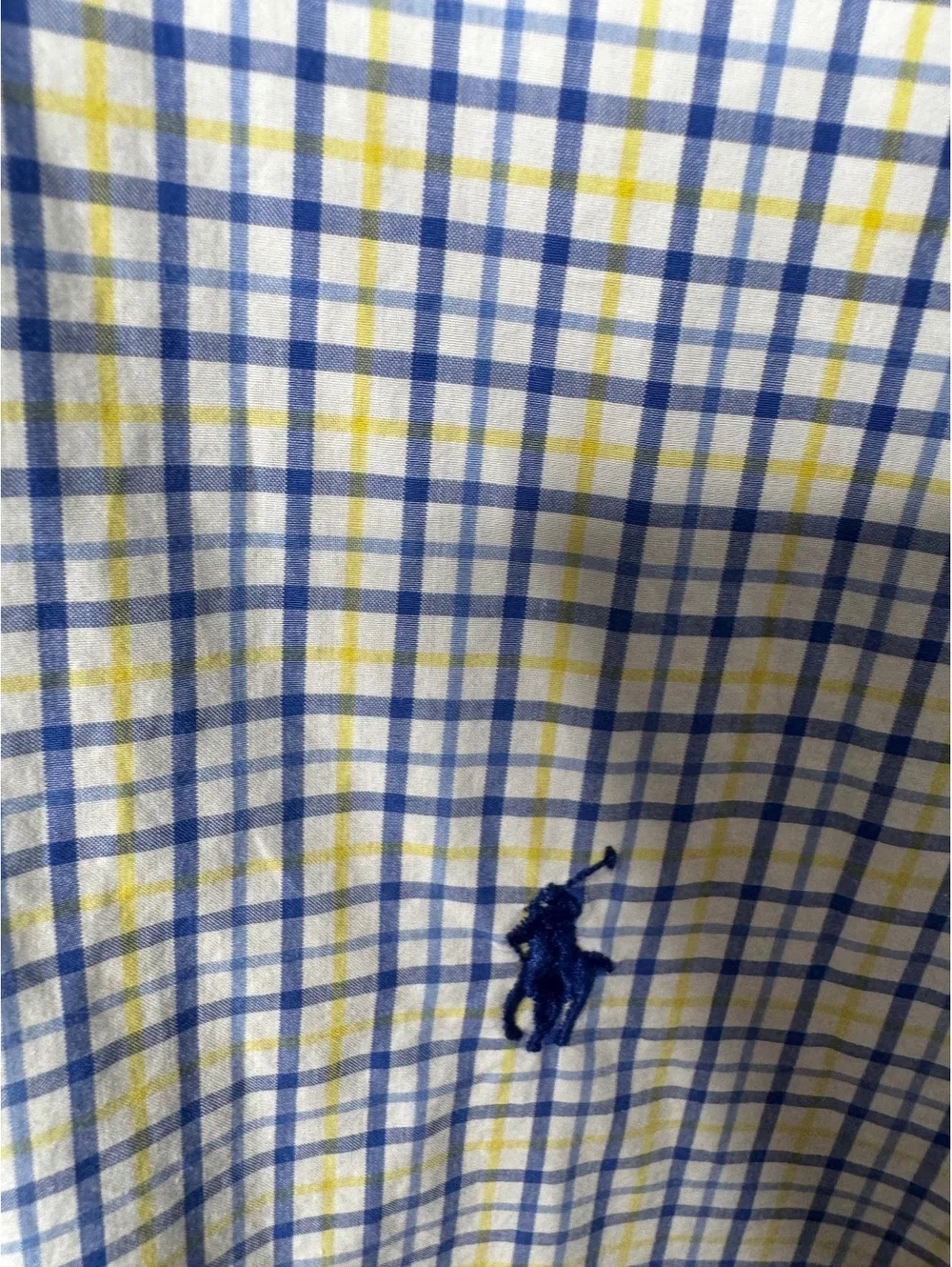 Polo Ralph Lauren Men’s 3XB Big Blue Yellow Plaid Cotton Long Sleeve Shirt